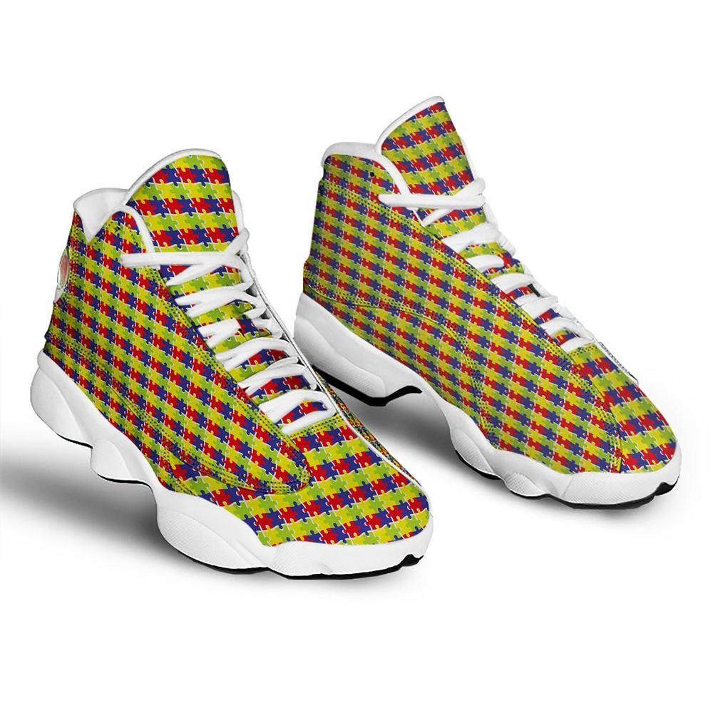 Autism Basketball Shoes, Jigsaw Autism Awareness Print Basketball Shoes, Autism Awareness Shoes