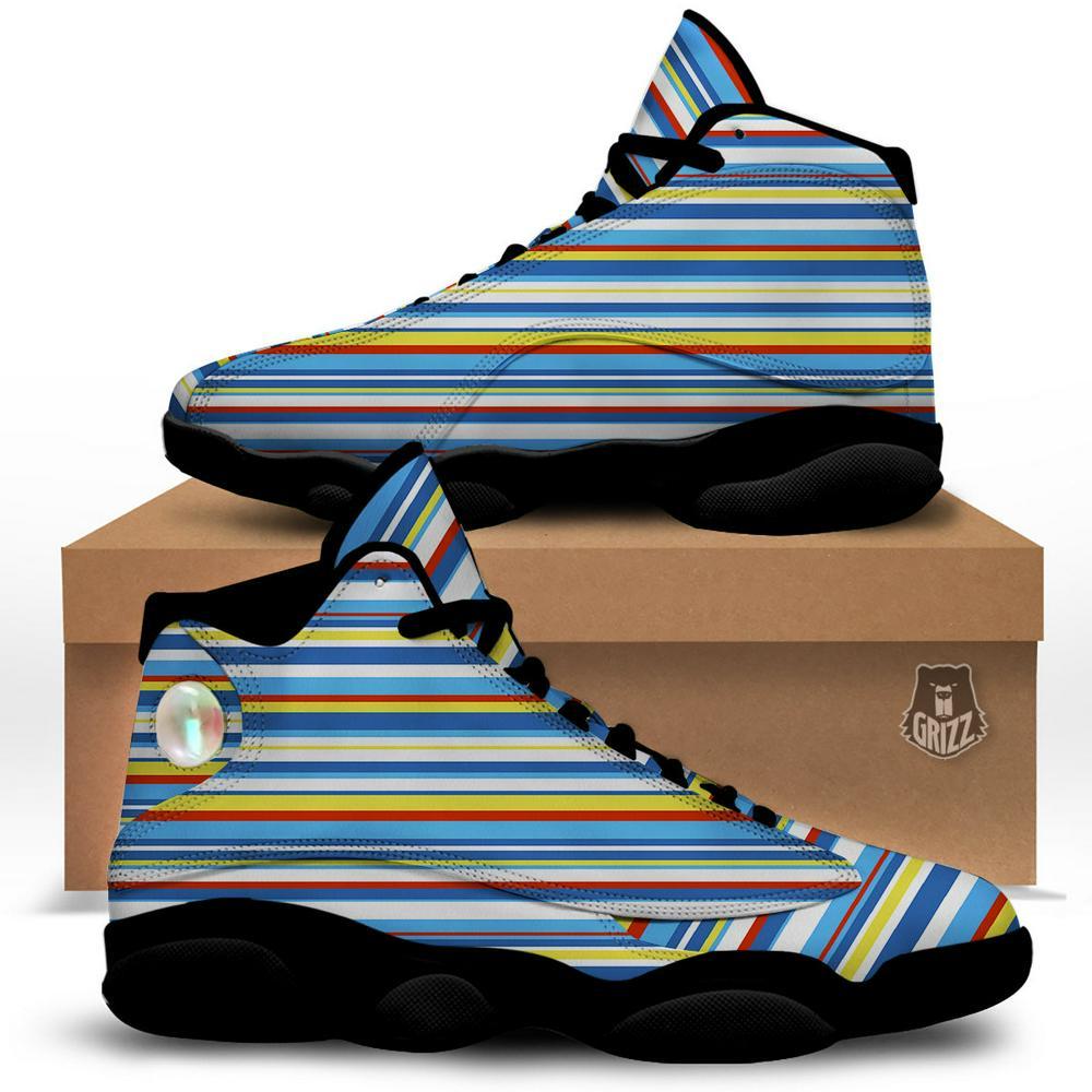 Autism Basketball Shoes, Stripe Autism Awareness Color Print Pattern Basketball Shoes, Autism Shoes, Autism Awareness Shoes