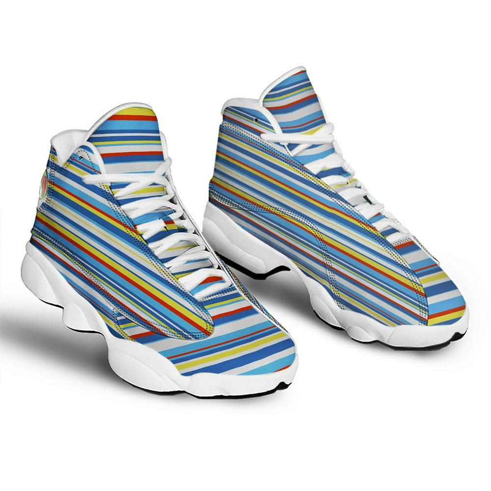 Autism Basketball Shoes, Stripe Autism Awareness Color Print Pattern Basketball Shoes, Autism Shoes, Autism Awareness Shoes