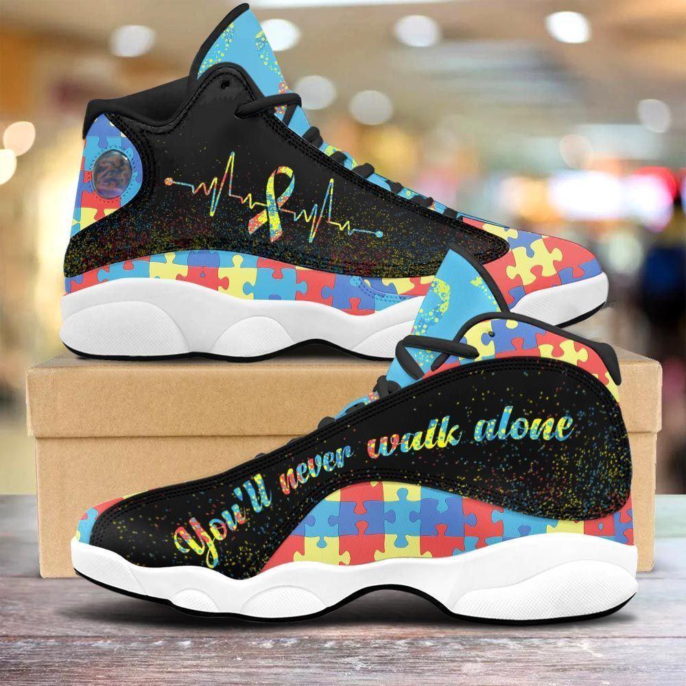 Autism Basketball Shoes, You Will Never Walk Alone Autism Basketball Shoes, Autism Shoes, Autism Awareness Shoes