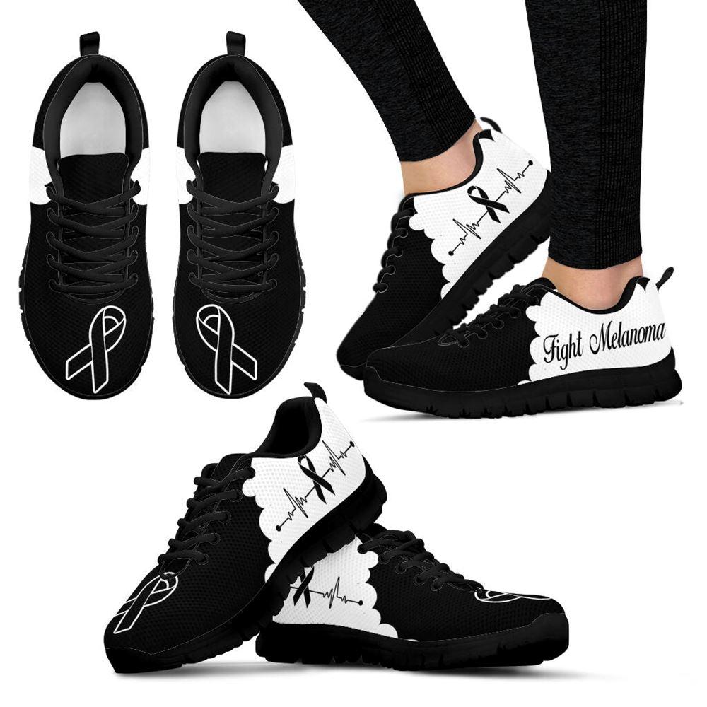 Breast Cancer Shoes, Fight Melanoma Shoes Cloudy Sneaker Walking Shoes, Breast Cancer Sneakers