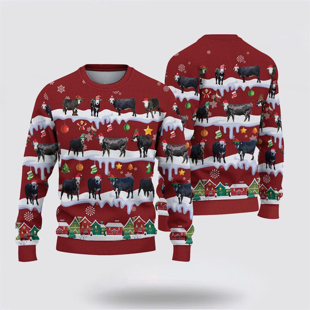 Black Baldy Christmas Knitted Sweater, Gifts For Farmers, Rural Lovers