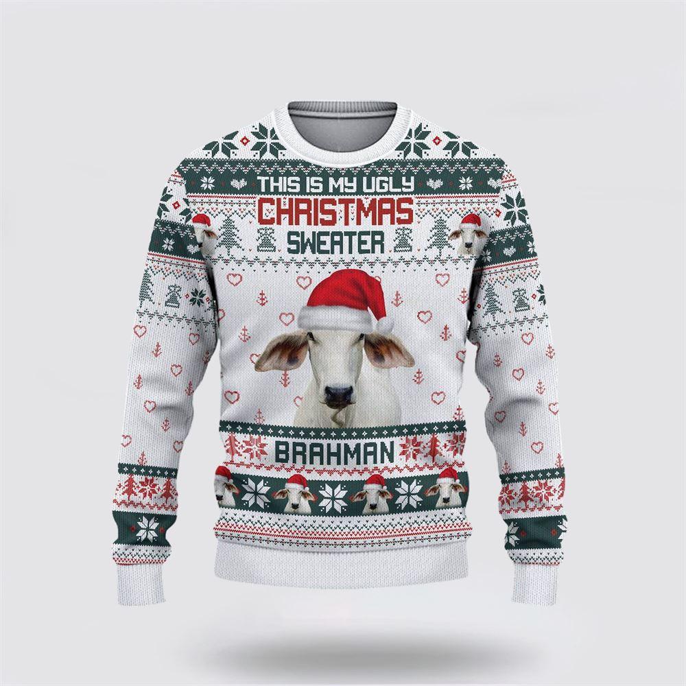 Brahman Green Merry Christmas Ugly Sweater, Gifts For Farmers, Rural Lovers