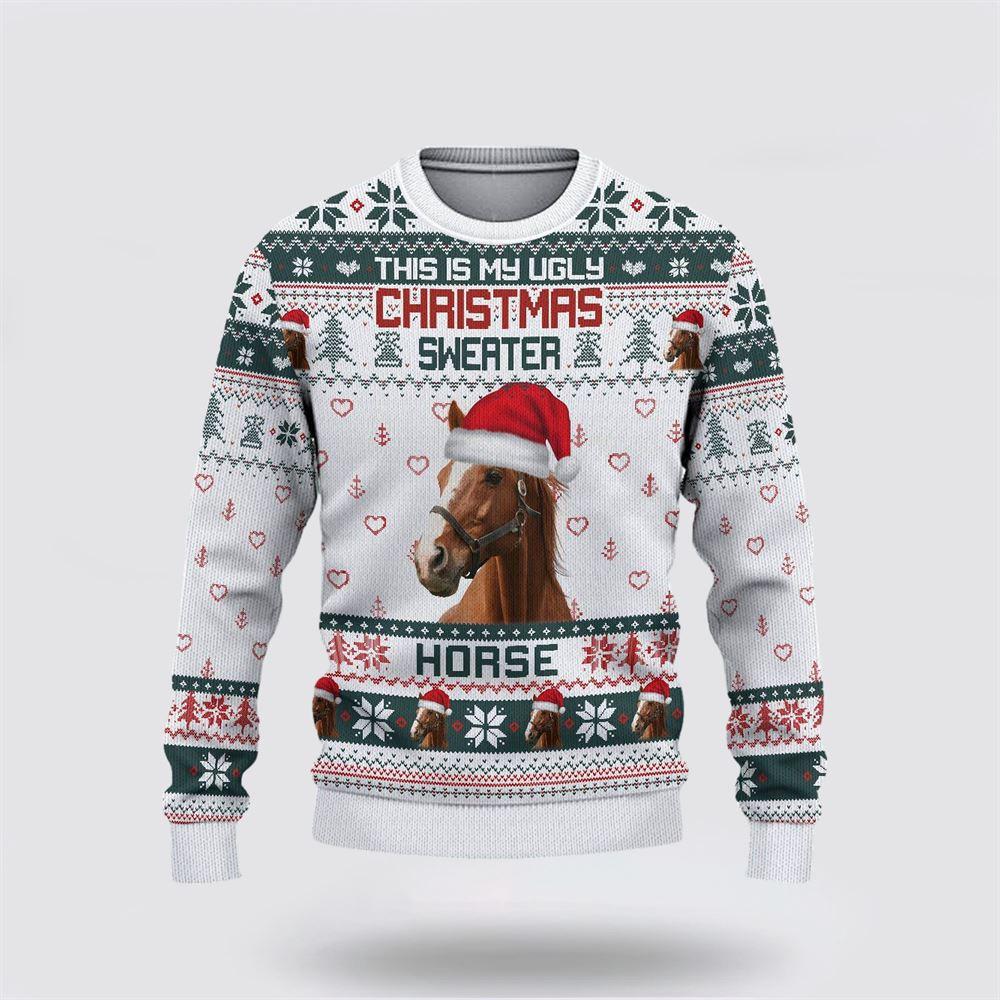 Brown Horse Green Merry Christmas Ugly Sweater, Gifts For Farmers, Rural Lovers