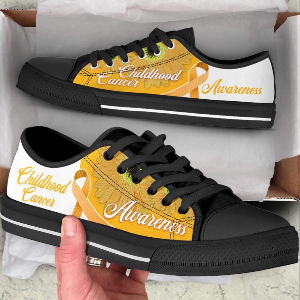 Childhood Cancer Shoes Awareness Ribbon Low Top Shoes Canvas Shoes, Gift For Survious