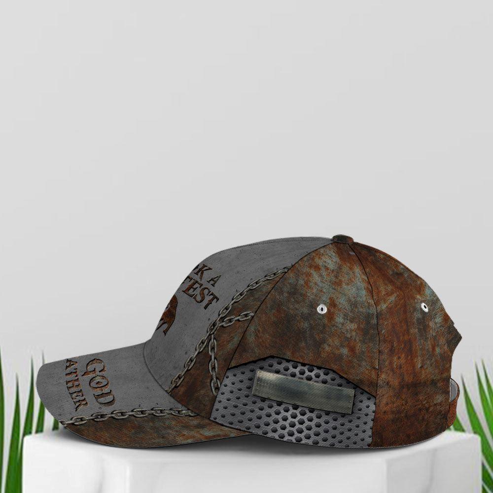 Christian Baseball Cap, Baseball Cap For God Lovers Chain Rust And Metallic, Mens Baseball Cap, Women’s Baseball Cap
