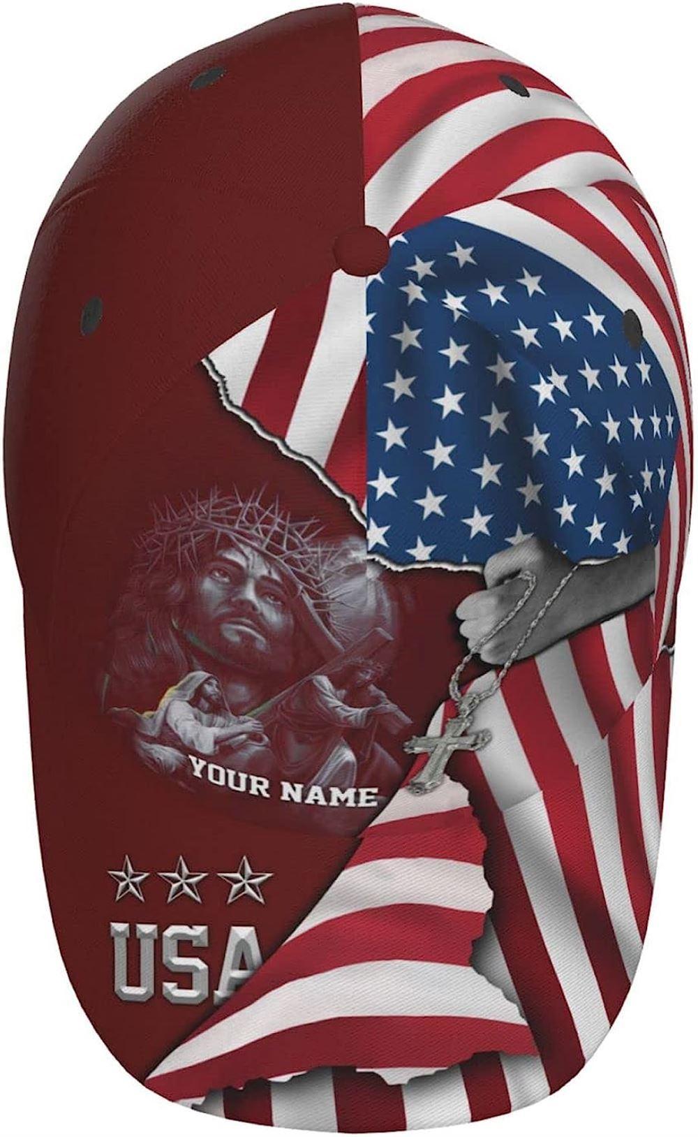 Christian Baseball Cap, Jesus Christ Carrying The Cross Custom Name All Over Print Baseball Cap, Mens Baseball Cap, Women’s Baseball Cap Christian Baseball Cap, Jesus Christ Carrying The Cross Custom Name All Over Print Baseball Cap, Mens Baseball Cap, Women’s Baseball Cap