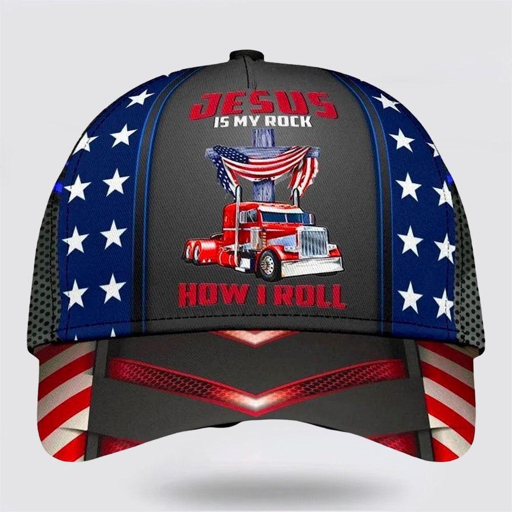 Christian Baseball Cap, Jesus Is My Rock How I Roll Baseball Cap, Mens Baseball Cap, Women’s Baseball Cap