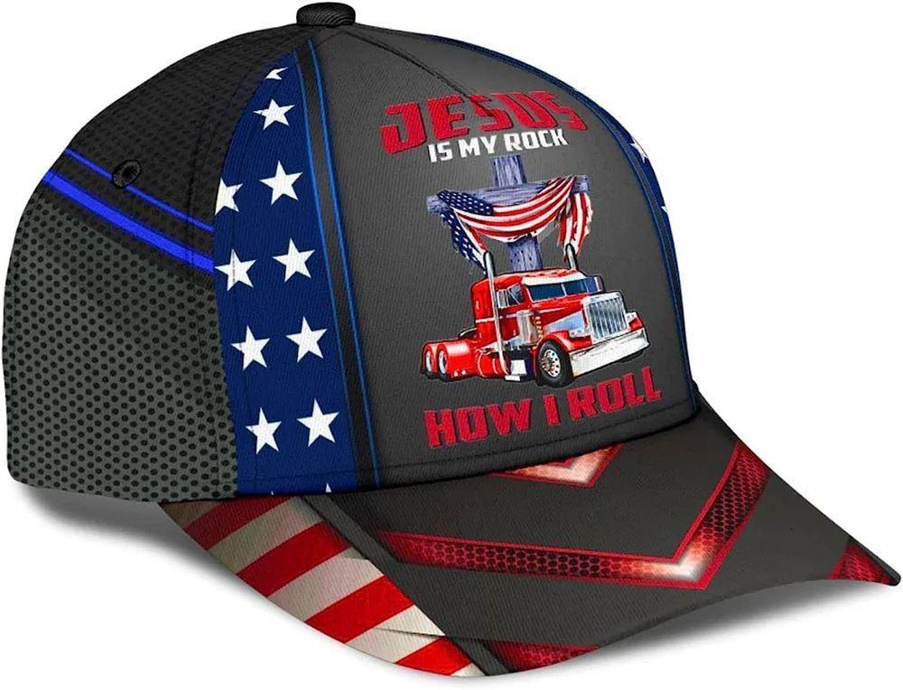 Christian Baseball Cap, Jesus Is My Rock How I Roll Baseball Cap, Mens Baseball Cap, Women’s Baseball Cap