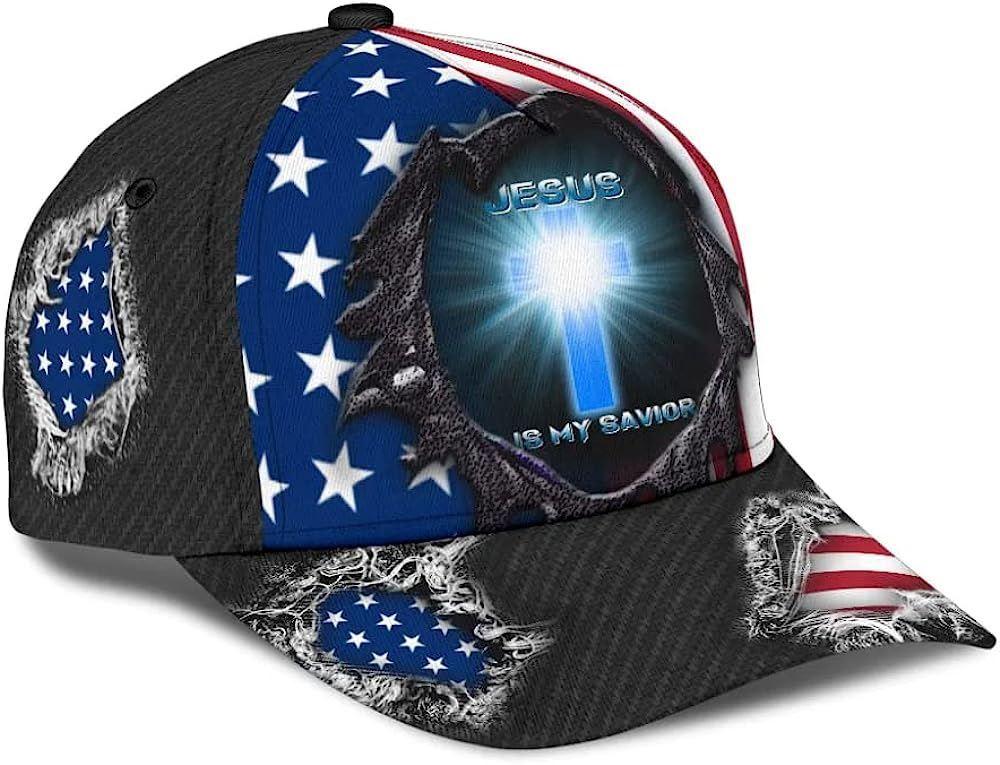 Christian Baseball Cap, Jesus Is My Savior Cross Light Baseball Cap, Mens Baseball Cap, Women’s Baseball Cap