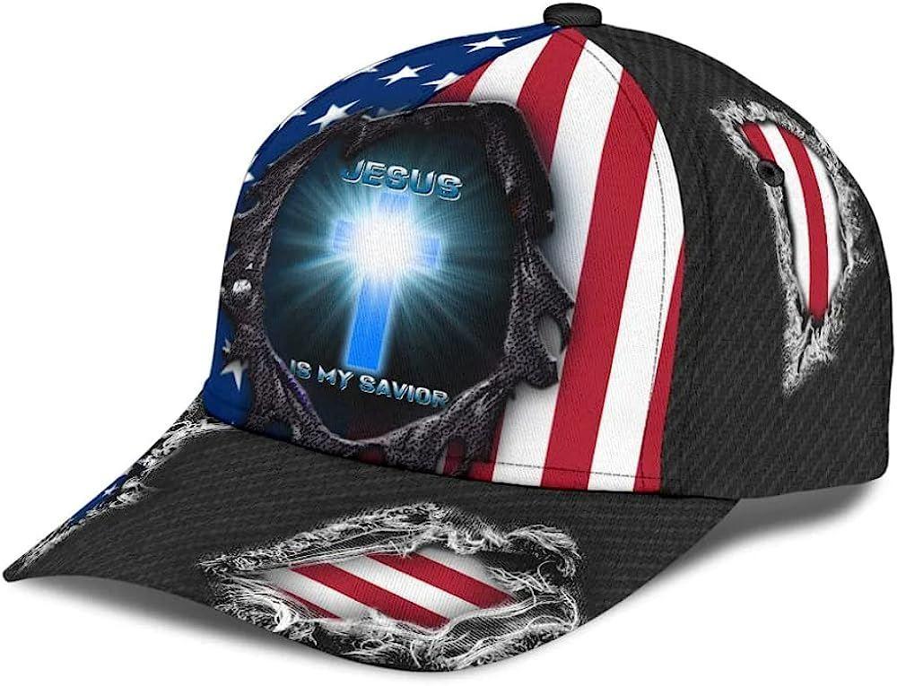 Christian Baseball Cap, Jesus Is My Savior Cross Light Baseball Cap, Mens Baseball Cap, Women’s Baseball Cap
