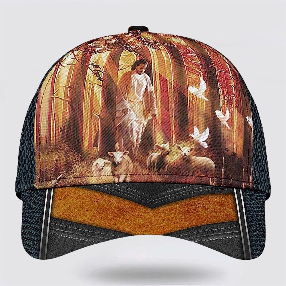 Christian Baseball Cap, Jesus Walking In Forest With Lamb Classic Hat All Over Print, Mens Baseball Cap, Women’s Baseball Cap Christian Baseball Cap, Jesus Walking In Forest With Lamb Classic Hat All Over Print, Mens Baseball Cap, Women’s Baseball Cap
