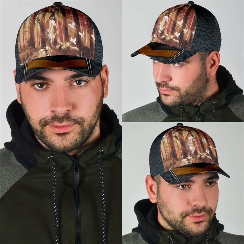 Christian Baseball Cap, Jesus Walking In Forest With Lamb Classic Hat All Over Print, Mens Baseball Cap, Women’s Baseball Cap Christian Baseball Cap, Jesus Walking In Forest With Lamb Classic Hat All Over Print, Mens Baseball Cap, Women’s Baseball Cap