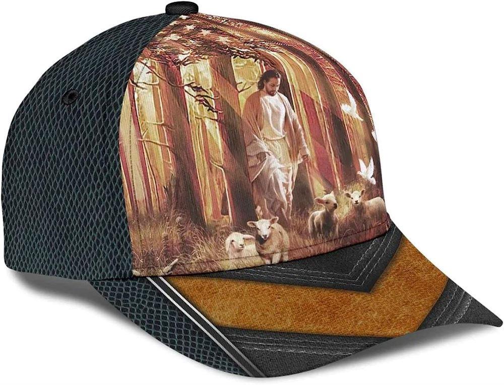 Christian Baseball Cap, Jesus Walking In Forest With Lamb Classic Hat All Over Print, Mens Baseball Cap, Women’s Baseball Cap Christian Baseball Cap, Jesus Walking In Forest With Lamb Classic Hat All Over Print, Mens Baseball Cap, Women’s Baseball Cap