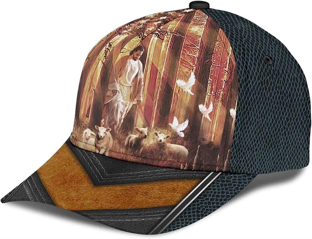 Christian Baseball Cap, Jesus Walking In Forest With Lamb Classic Hat All Over Print, Mens Baseball Cap, Women’s Baseball Cap Christian Baseball Cap, Jesus Walking In Forest With Lamb Classic Hat All Over Print, Mens Baseball Cap, Women’s Baseball Cap