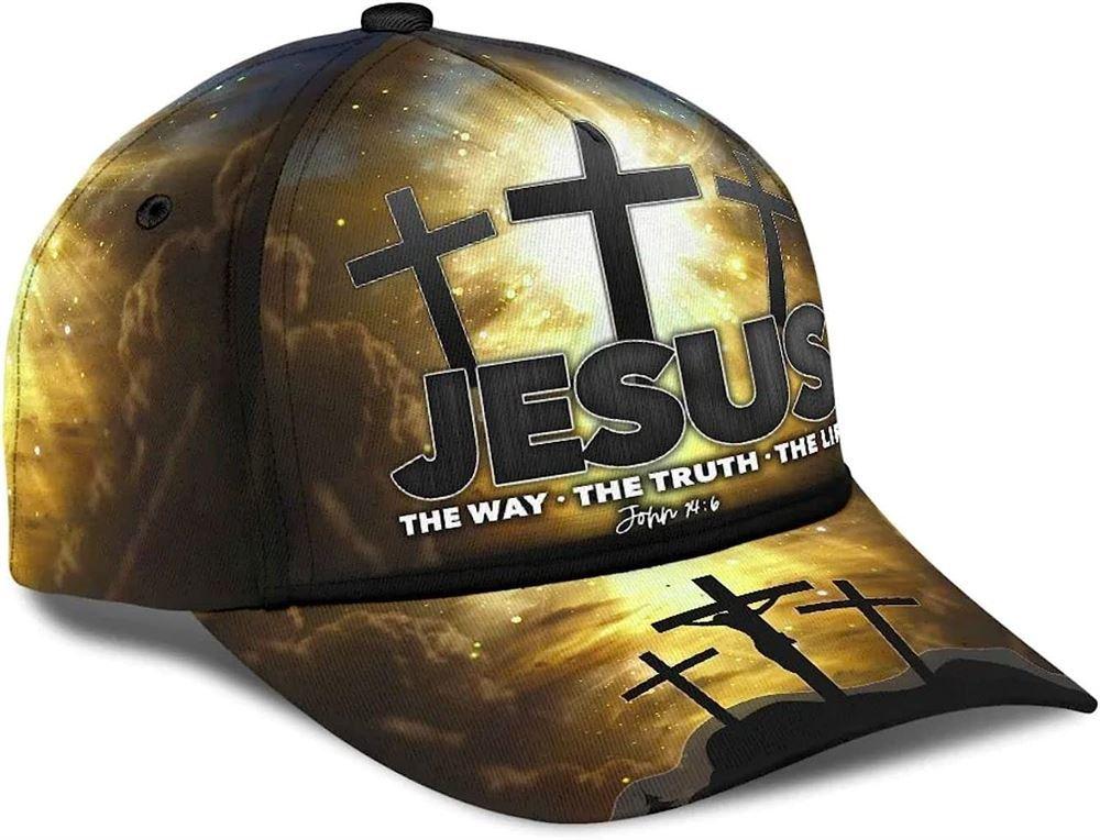 Christian Baseball Cap, Jesus Way Truth Life Classic Hat All Over Print, Mens Baseball Cap, Women’s Baseball Cap