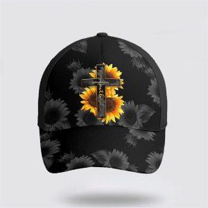 Christian Baseball Cap, Sunflower Faith Floral Black&hellip;