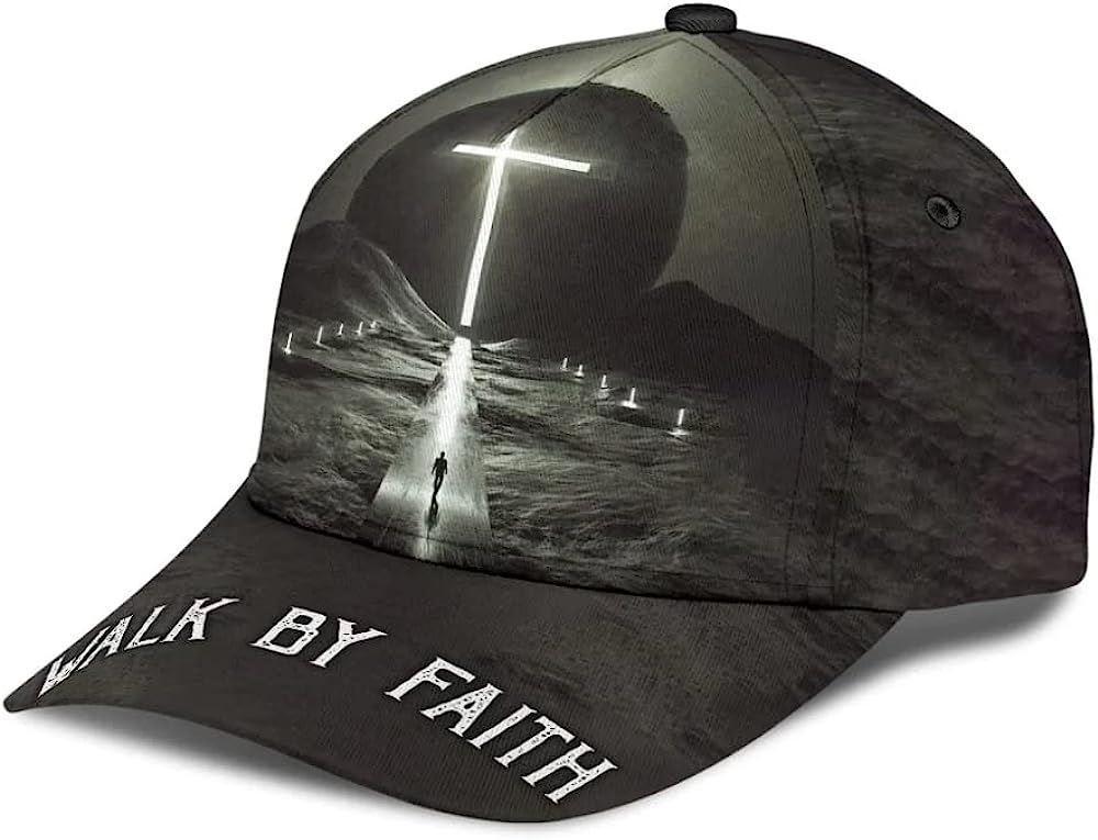 Christian Baseball Cap, Walk By Faith Cross Classic Hat All Over Print, Mens Baseball Cap, Women’s Baseball Cap Christian Baseball Cap, Walk By Faith Cross Classic Hat All Over Print, Mens Baseball Cap, Women’s Baseball Cap