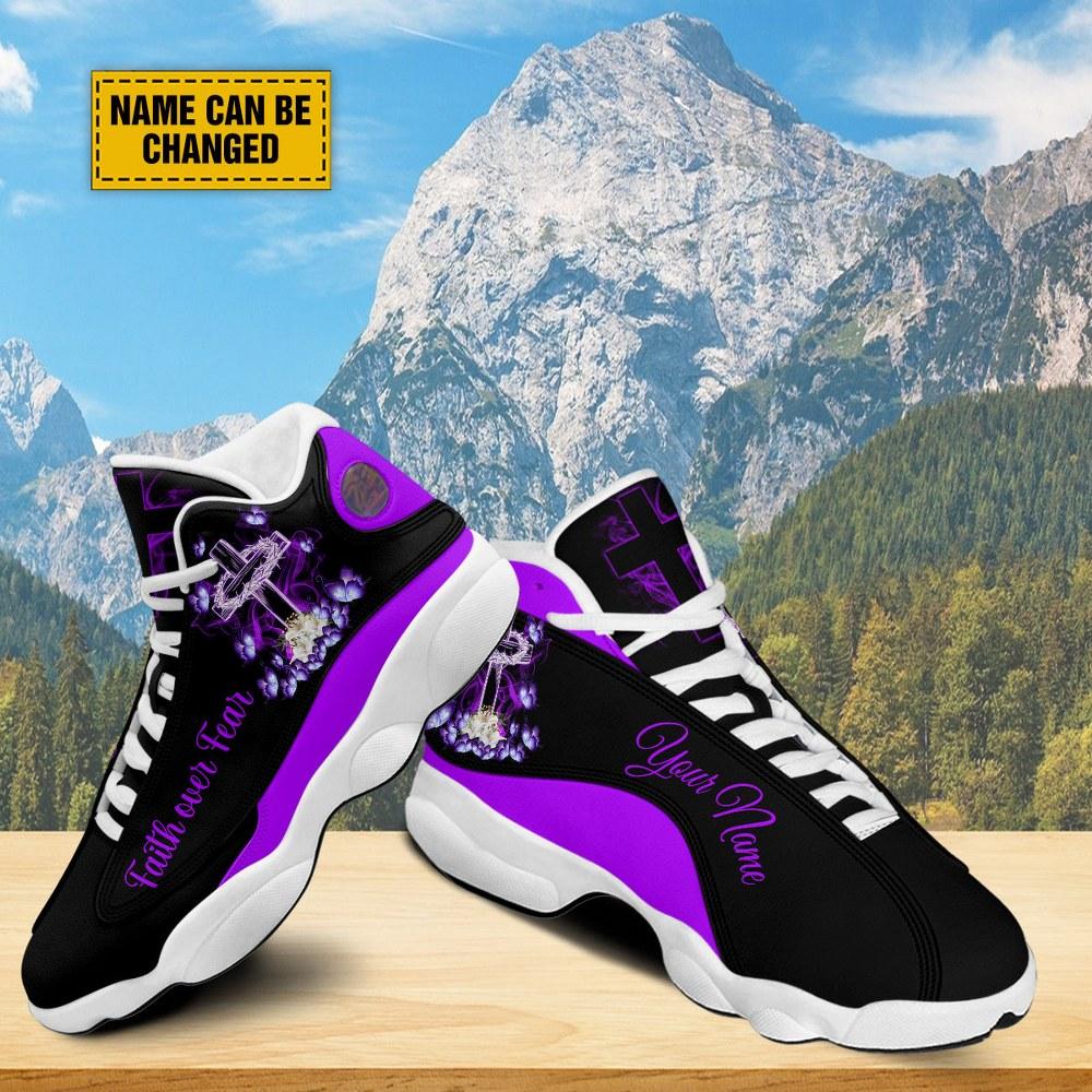 Christian Basketball Shoes, Faith Over Fear Customized Basketball Shoes, Jesus Shoes, Christian Fashion Shoes