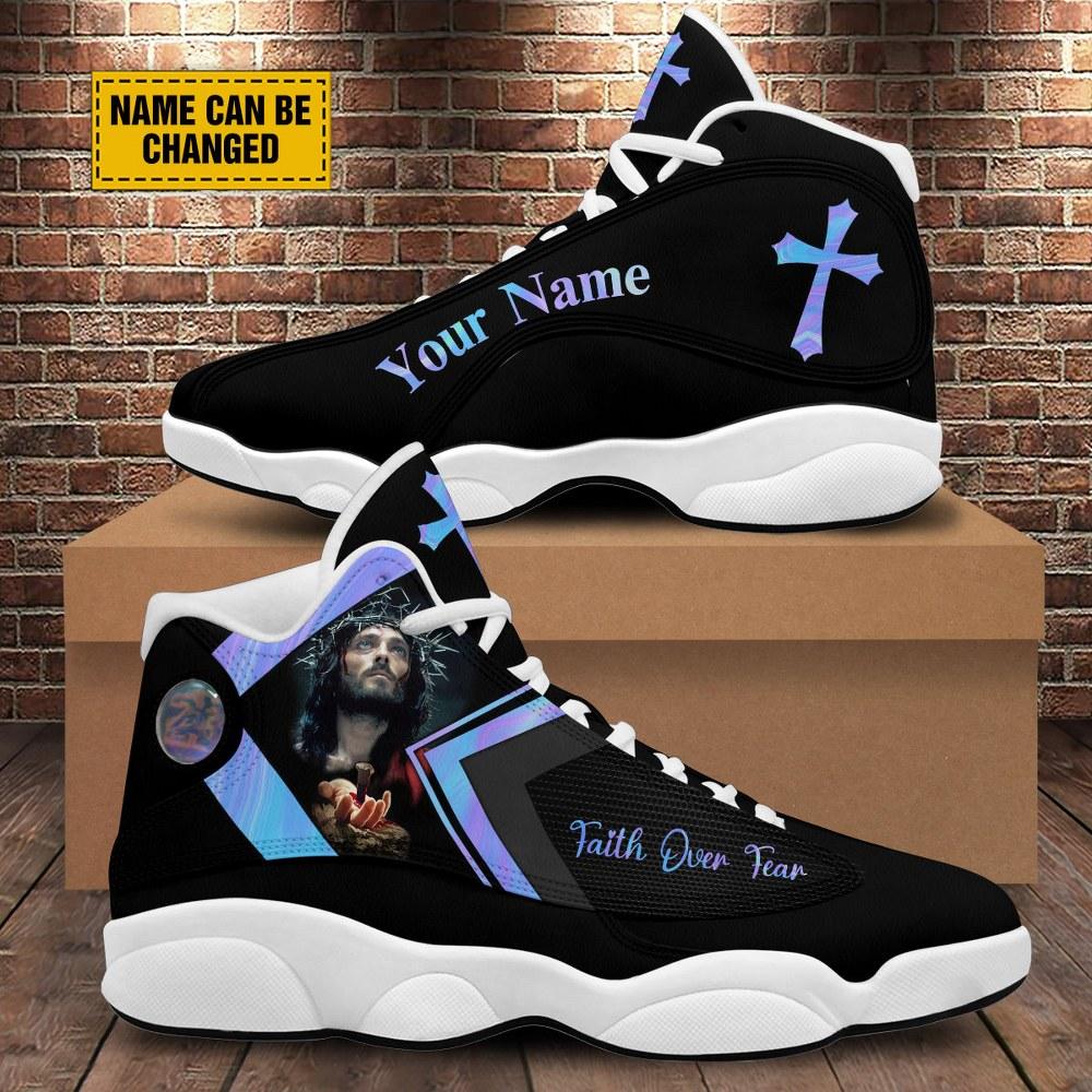 Christian Basketball Shoes, Faith Over Fear Jesus Hands Basketball Shoes, Jesus Shoes, Christian Fashion Shoes
