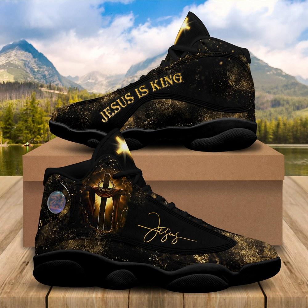 Christian Basketball Shoes, Jesus Is King Cross Art Print Basketball Shoes, Jesus Shoes, Christian Fashion Shoes