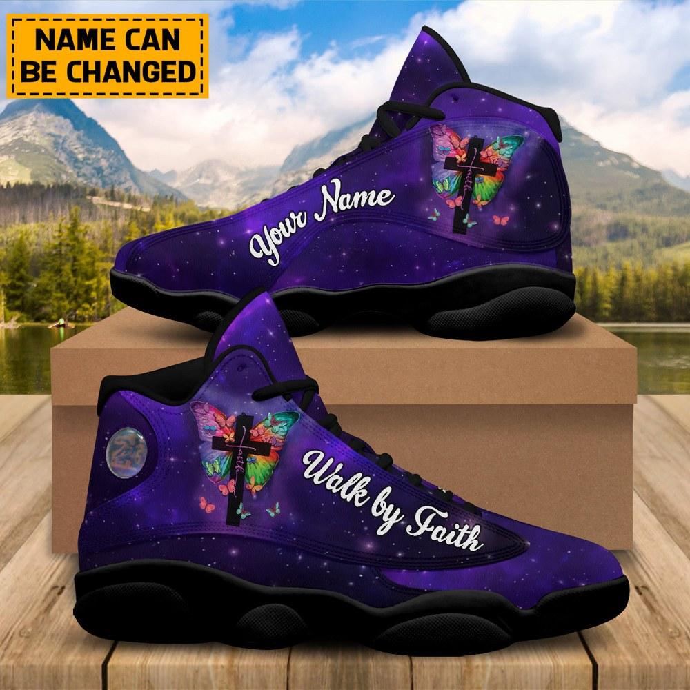 Christian Basketball Shoes, Walk By Faith Purple Basketball Shoes, Jesus Shoes, Christian Fashion Shoes