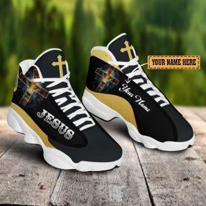 Christian Shoes, Black And Yellow Lion Jesus Custom Name Jd13 Shoes, Jesus Christ Shoes, Jesus Jd13 Shoes