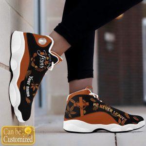 Christian Shoes, Fall For Jesus, He Never Leaves Custom Name Jd13 Shoes, Jesus Christ Shoes, Jesus Jd13 Shoes