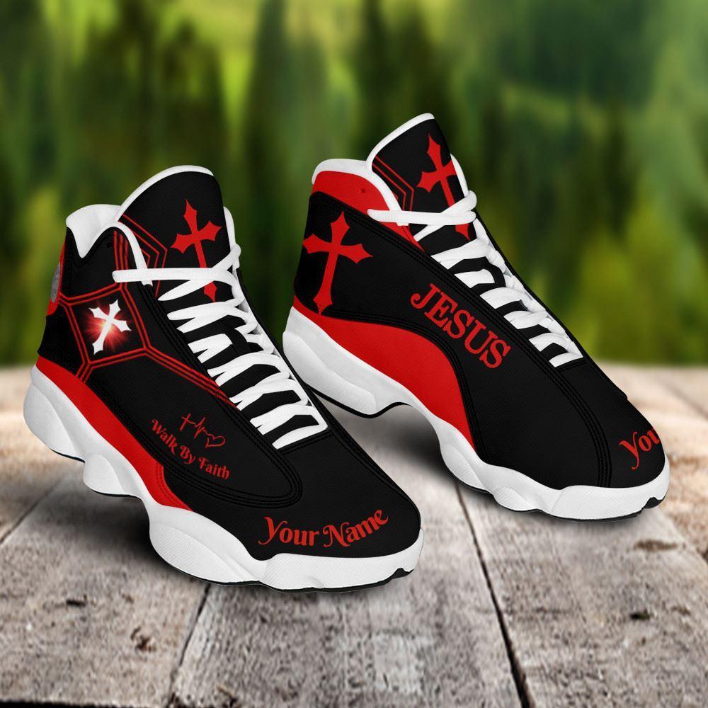 Christian Shoes, Jesus Basic Walk By Faith Custom Name Jd13 Shoes Black And Red, Jesus Christ Shoes, Jesus Jd13 Shoes Christian Shoes, Jesus Basic Walk By Faith Custom Name Jd13 Shoes Black And Red, Jesus Christ Shoes, Jesus Jd13 Shoes