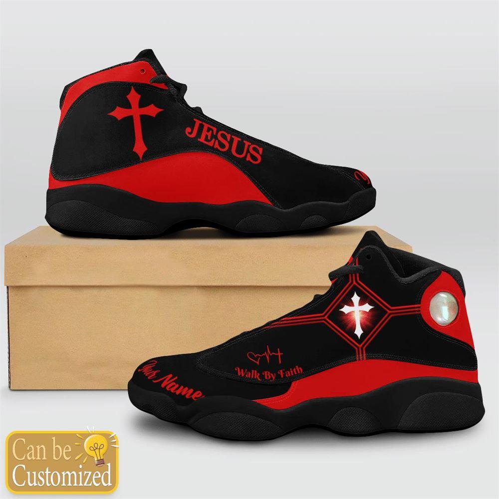 Christian Shoes, Jesus Basic Walk By Faith Custom Name Jd13 Shoes Black And Red, Jesus Christ Shoes, Jesus Jd13 Shoes Christian Shoes, Jesus Basic Walk By Faith Custom Name Jd13 Shoes Black And Red, Jesus Christ Shoes, Jesus Jd13 Shoes