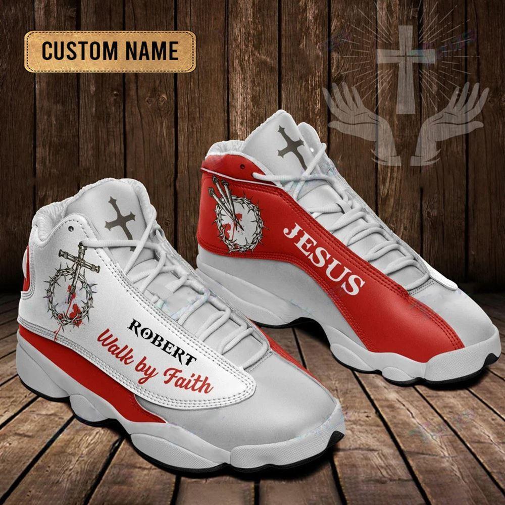 Christian Shoes, Jesus Blood Walk By Faith Red Custom Name Jd13 Shoes, Jesus Christ Shoes, Jesus Jd13 Shoes