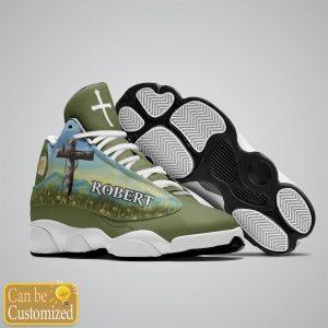 Christian Shoes, Jesus Flower Field Green Custom Name Jd13 Shoes, Jesus Christ Shoes, Jesus Jd13 Shoes
