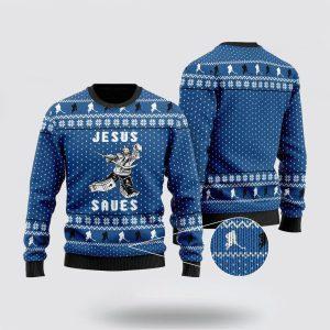 Christian Sweater, Hockey Jesus Saves Christmas Ugly&hellip;
