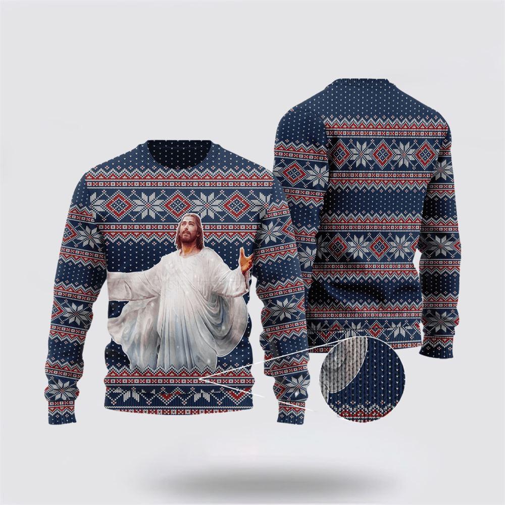 Christian Ugly Christmas Sweater, Dark Blue Christian Ugly Christmas Sweater, Religious Christmas Sweaters