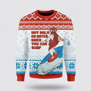 Christian Ugly Christmas Sweater, Jesus Surfing Womens&hellip;
