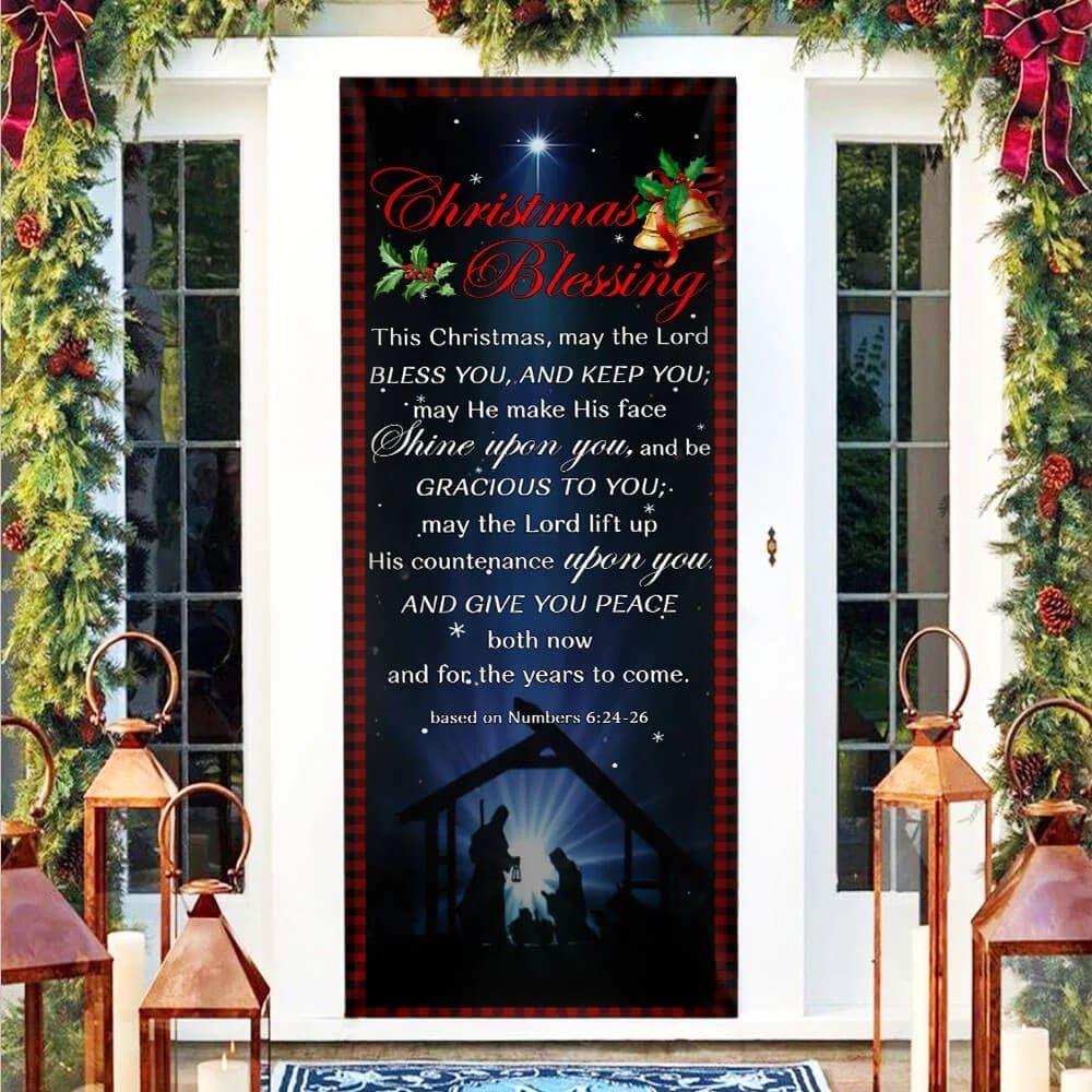 Christmas Blessing Door Cover, Front Door Christmas Cover, Gift For Christian