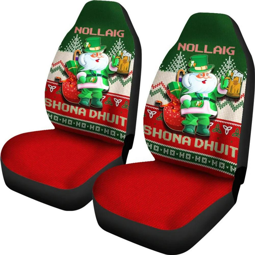Christmas Car Seat Covers, Ireland Celtic Christmas Car Seat Covers Irish Santa Ugly Christmas