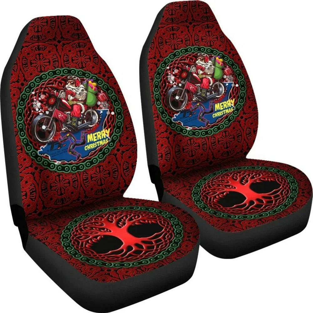 Christmas Car Seat Covers, Isle Of Man Tourist Trophy Races Car Seat Covers Merry Christmas