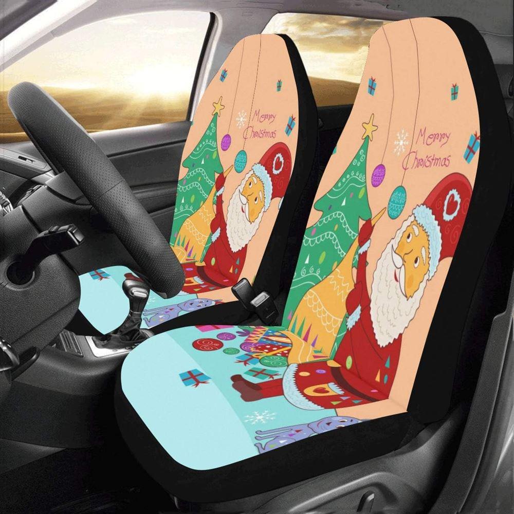 Christmas Car Seat Covers, Merry Chistmas Santa Claus And Christmas Tree Car Seat Covers