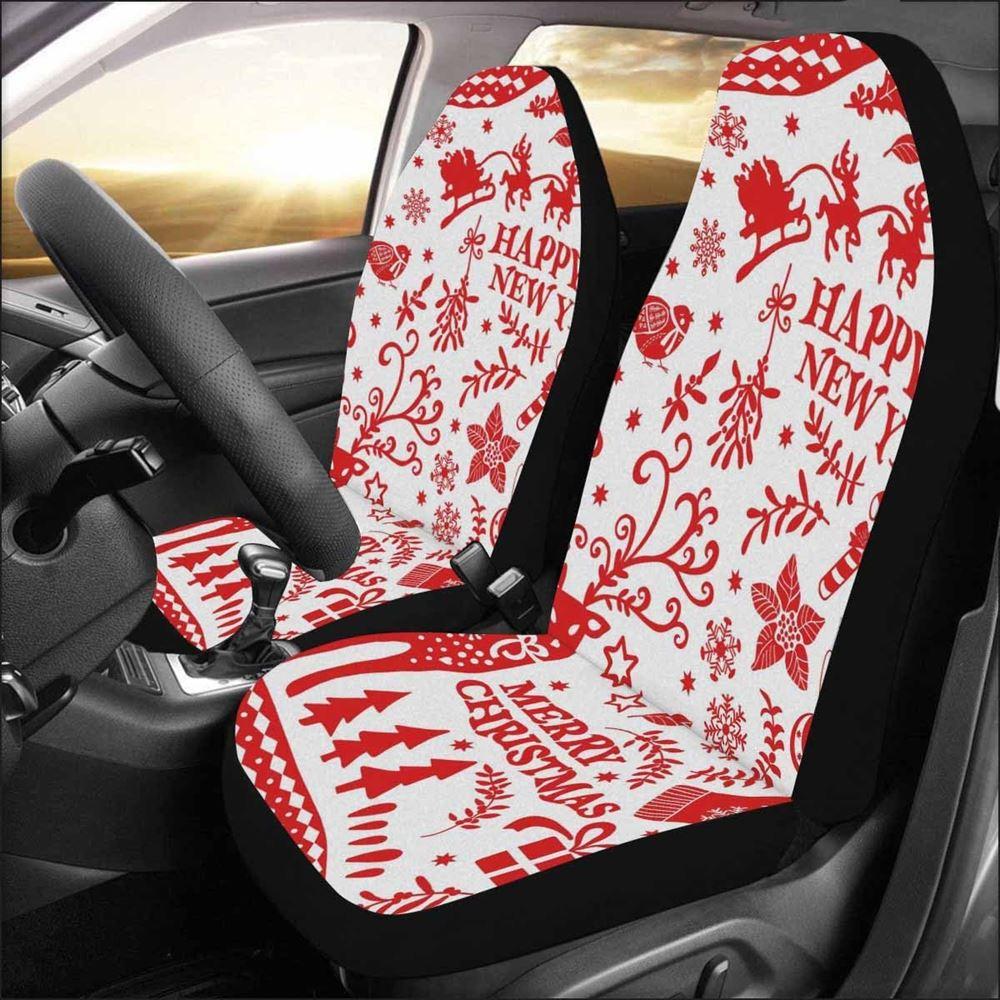 Christmas Car Seat Covers, Santa Claus And Reindeer Carrying Gifts Car Seat Covers