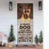 Christmas Door Cover, A Crazy Dog Lives Here Schnauzer Door Cover, Christmas Gift For Dog Lover