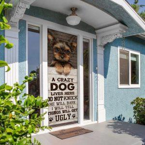 Christmas Door Cover A Crazy Dog Lives Here Yorkshire Terrier Door Cover Christmas Gift For Dog Lover 4 srcrp0.jpg