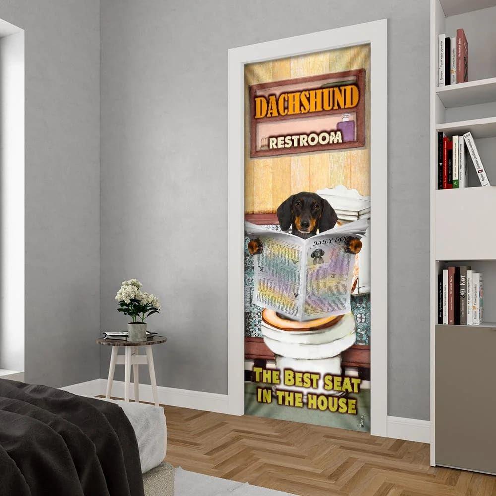 Christmas Door Cover, A Dachshund Rest Room Door Cover, Christmas Gift For Dog Lover