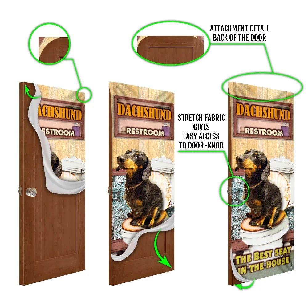 Christmas Door Cover, A Happy Dachshund Rest Room Door Cover, Christmas Gift For Dog Lover