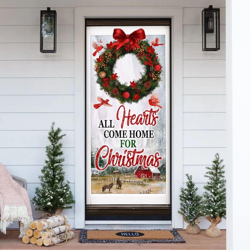 Christmas Door Cover, All Hearts Come Home For Christmas Door Cover, Xmas Door Covers, Christmas Door Coverings