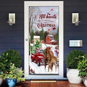 Christmas Door Cover, All Hearts Come Home For Christmas Horse Door Cover, Xmas Door Covers, Christmas Door Coverings