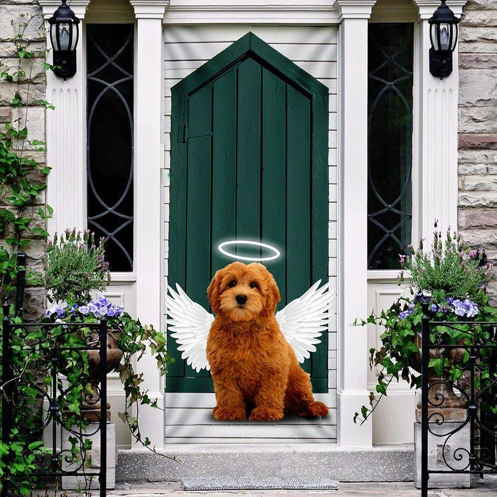 Christmas Door Cover, Angel Goldendoodle Dog Door Cover, Christmas Gift For Dog Lover Christmas Door Cover, Angel Goldendoodle Dog Door Cover, Christmas Gift For Dog Lover