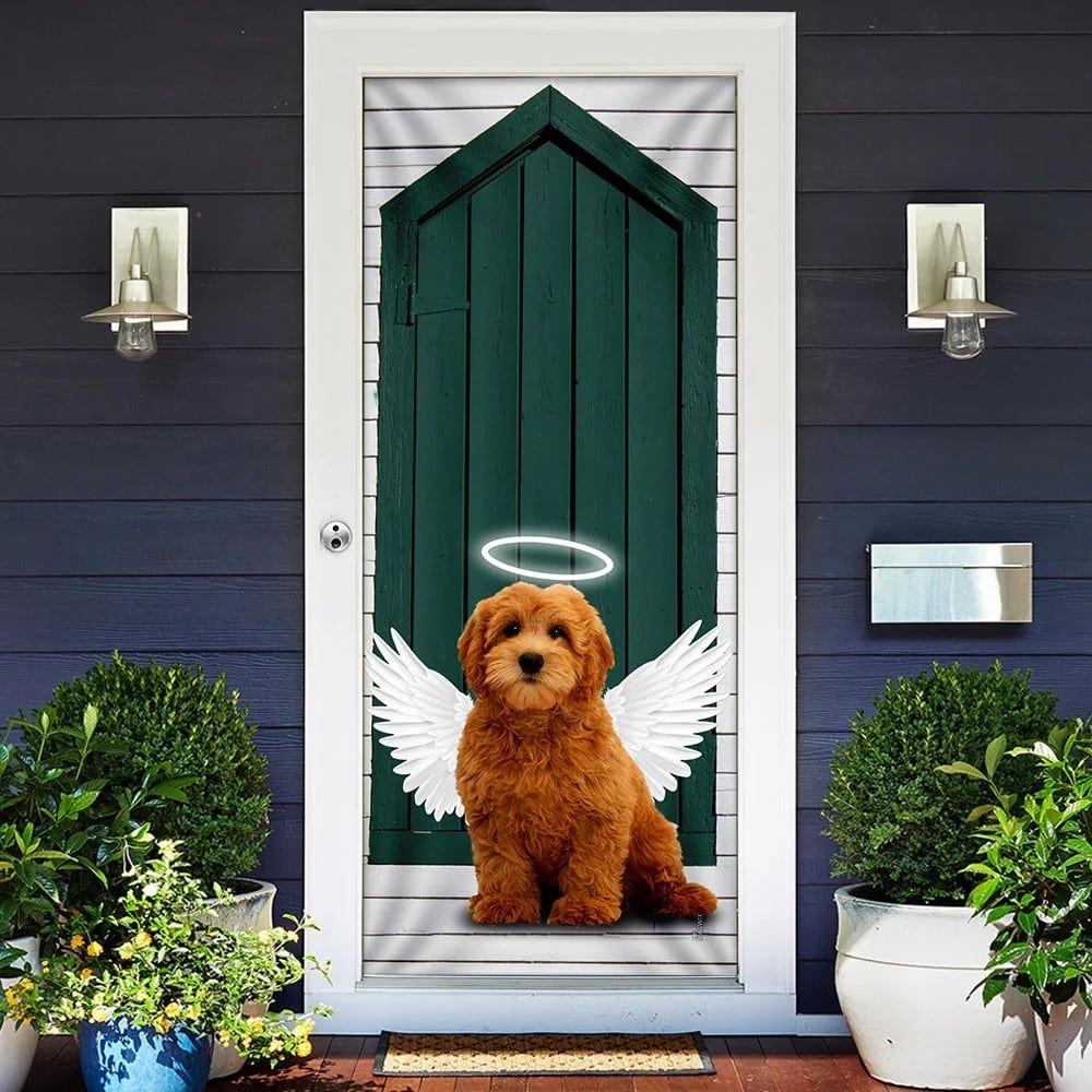 Christmas Door Cover, Angel Goldendoodle Dog Door Cover, Christmas Gift For Dog Lover Christmas Door Cover, Angel Goldendoodle Dog Door Cover, Christmas Gift For Dog Lover