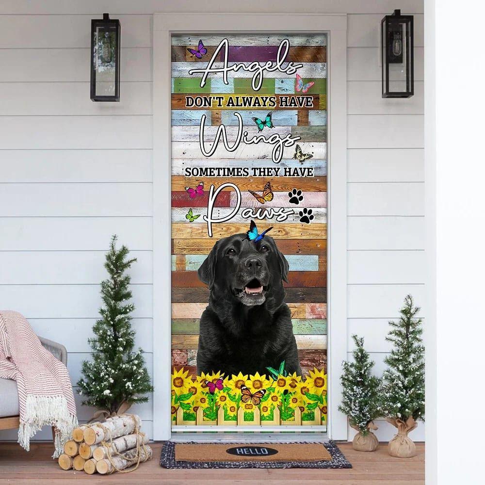 Christmas Door Cover, Angels Don’t Always Have Wings Sometimes They Have Paws, Labrador Door Cover, Christmas Gift For Dog Lover