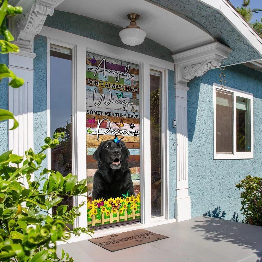 Christmas Door Cover, Angels Don’t Always Have Wings Sometimes They Have Paws, Labrador Door Cover, Christmas Gift For Dog Lover